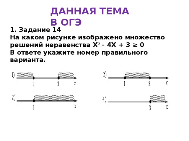На каком рисунке изображено множество решений неравенства 2x 7 4 x