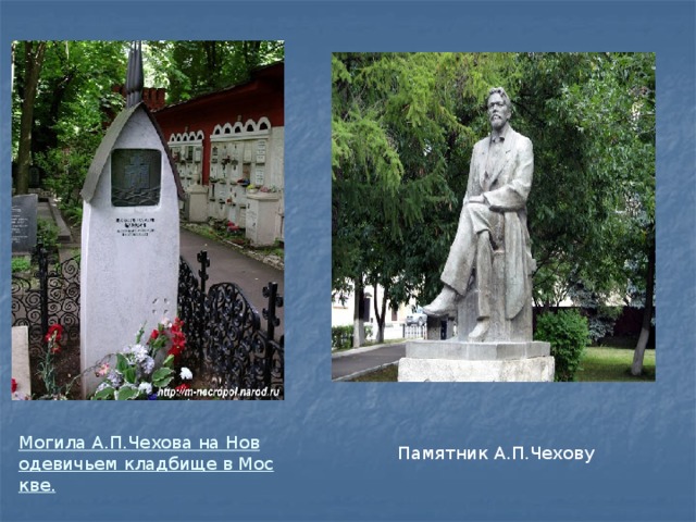 Могила А.П.Чехова на Новодевичьем кладбище в Москве.  Памятник А.П.Чехову