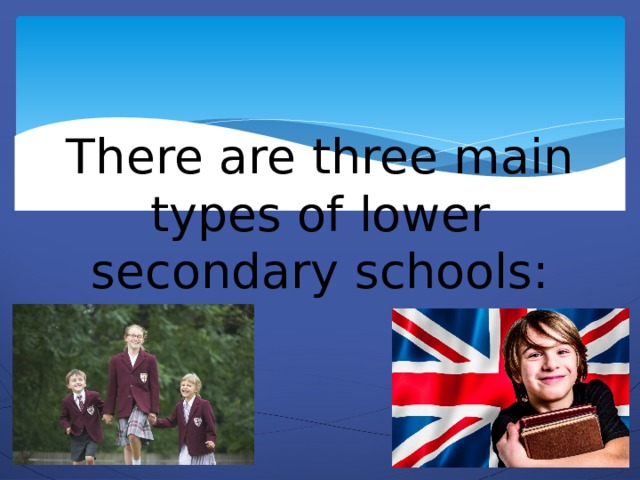 There are three main types of lower secondary schools: