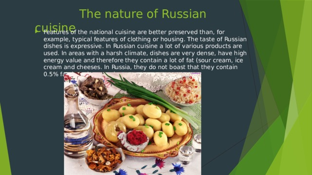 The nature of Russian cuisine