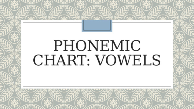 Phonemic chart: vowels