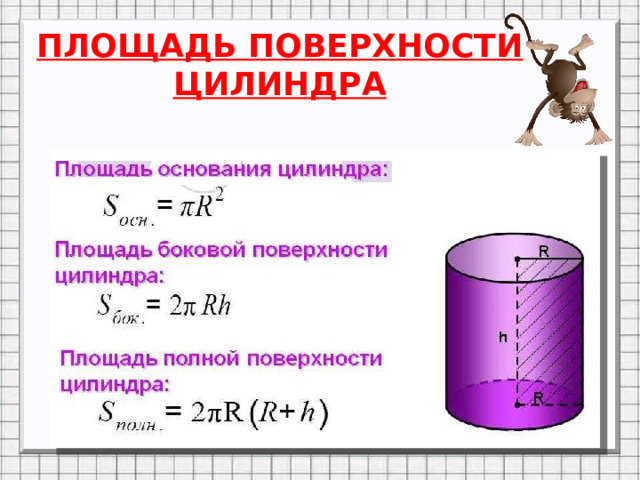 ПЛОЩАДЬ ПОВЕРХНОСТИ ЦИЛИНДРА