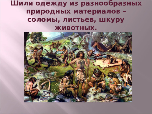 Шили одежду из разнообразных природных материалов – соломы, листьев, шкуру животных.