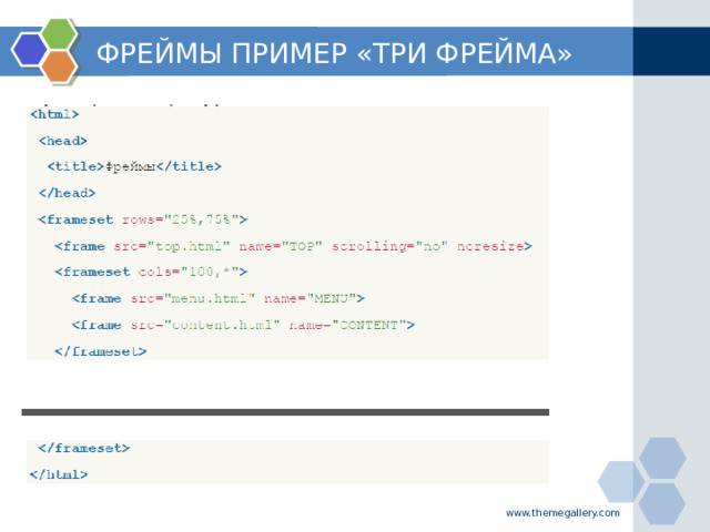 ФРЕЙМЫ ПРИМЕР «ТРИ ФРЕЙМА» www.themegallery.com