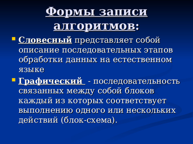 Формы записи алгоритмов